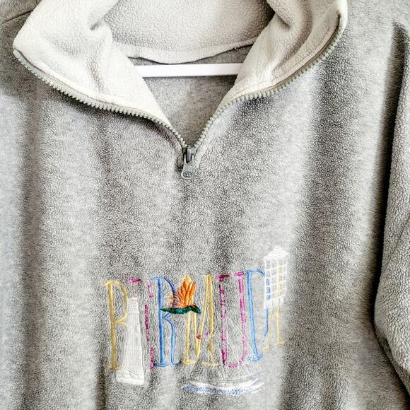 Vtg Davison’s of Bermuda Gray Fleece Embroidered Quarter-Zip Pullover Sweater SM - Picture 3 of 7
